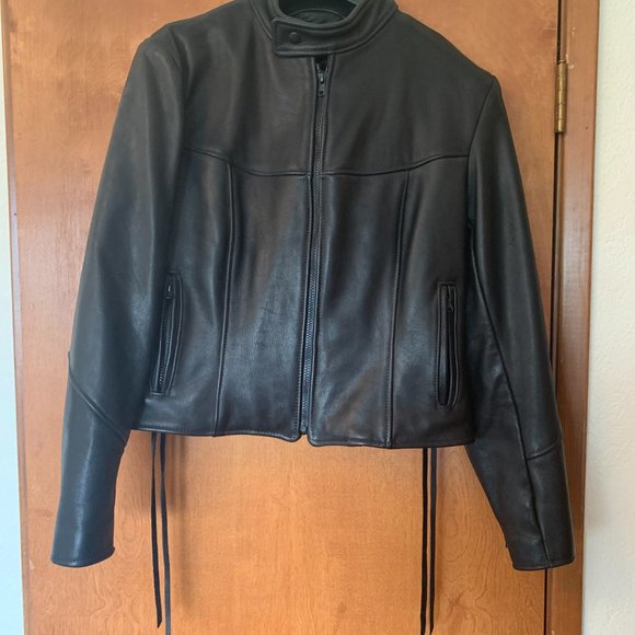 Pristine California Creations Woman's 12 Black Leather Motorcycle Jacket - Picture 4 of 14